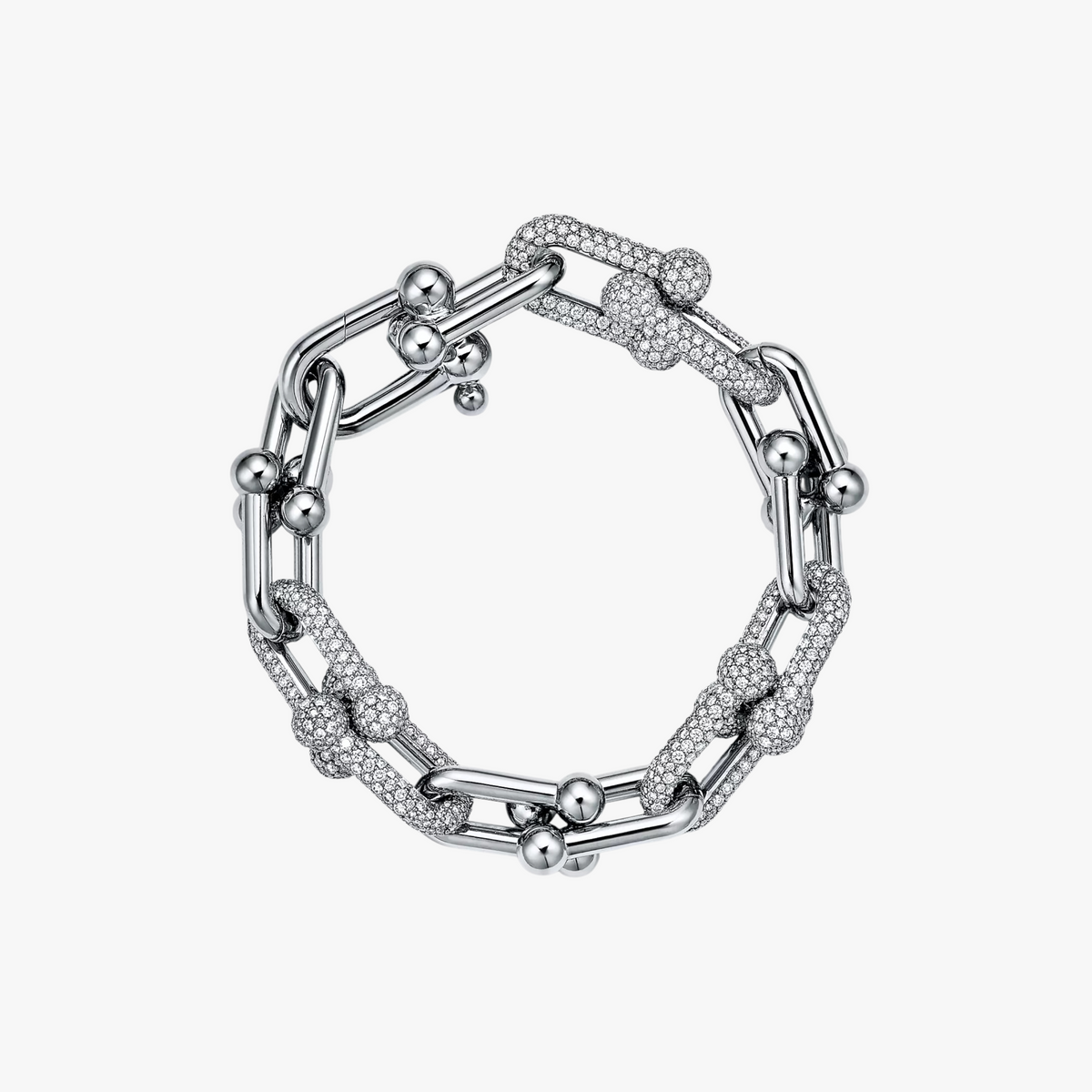 Tiffany Hardwear Link Bracelet Half Diamonds