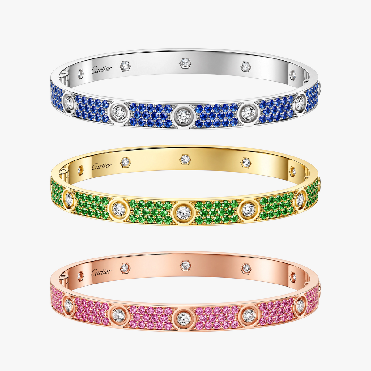 Cartier Full Diamond Rainbow Love Bracelet